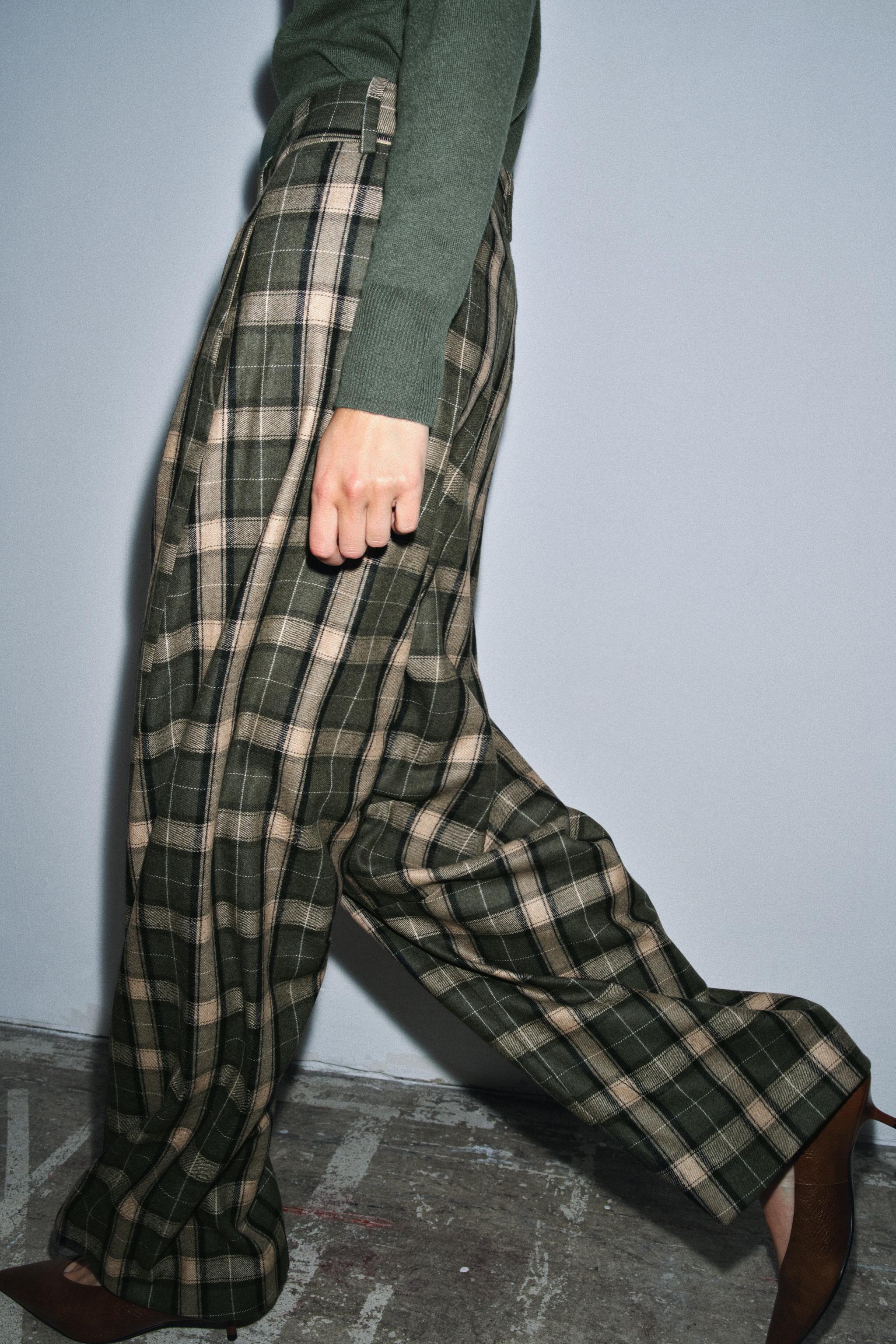 PLAID WOOL PANTS ZW COLLECTION